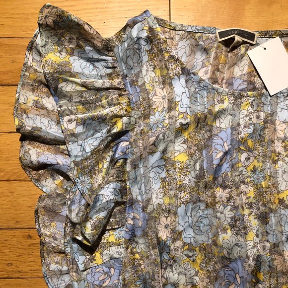 Brand New Pleione Floral Flutter Short Sleeve Top - Picture 4 of 7